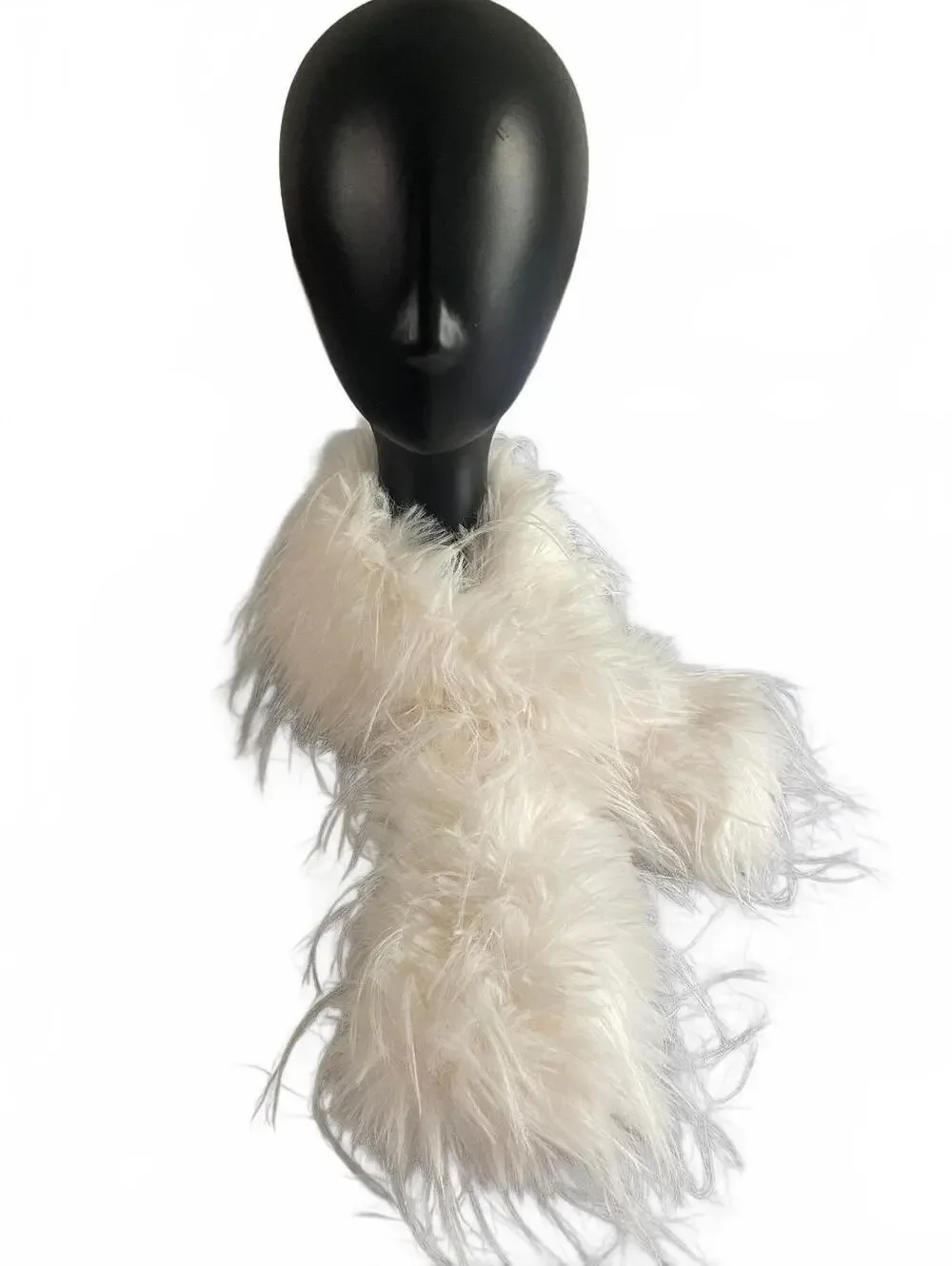 White Faux Feather Scarf